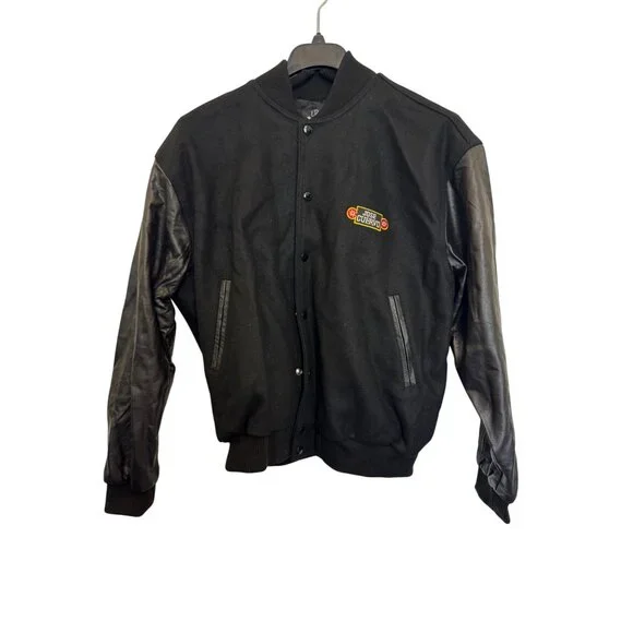 Vintage Logo Visions Jose Cuervo Varsity Jacket Mens L Wool Leather Black Multic - Picture 1 of 5